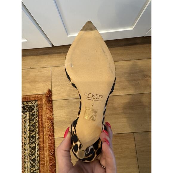 J.Crew Collection Elsie d’Orsay Pumps Leopard Print Sequin Italy Sz 7 Stiletto - Picture 7 of 16